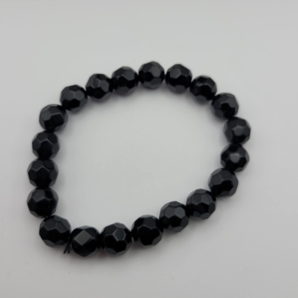 Black Faceted Beaded Bracelet